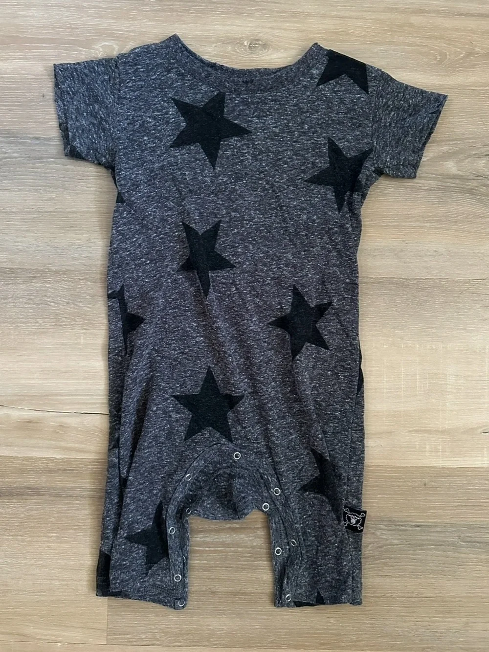 NUNUNU Baby Gray Black Star Print Romper 12-18M